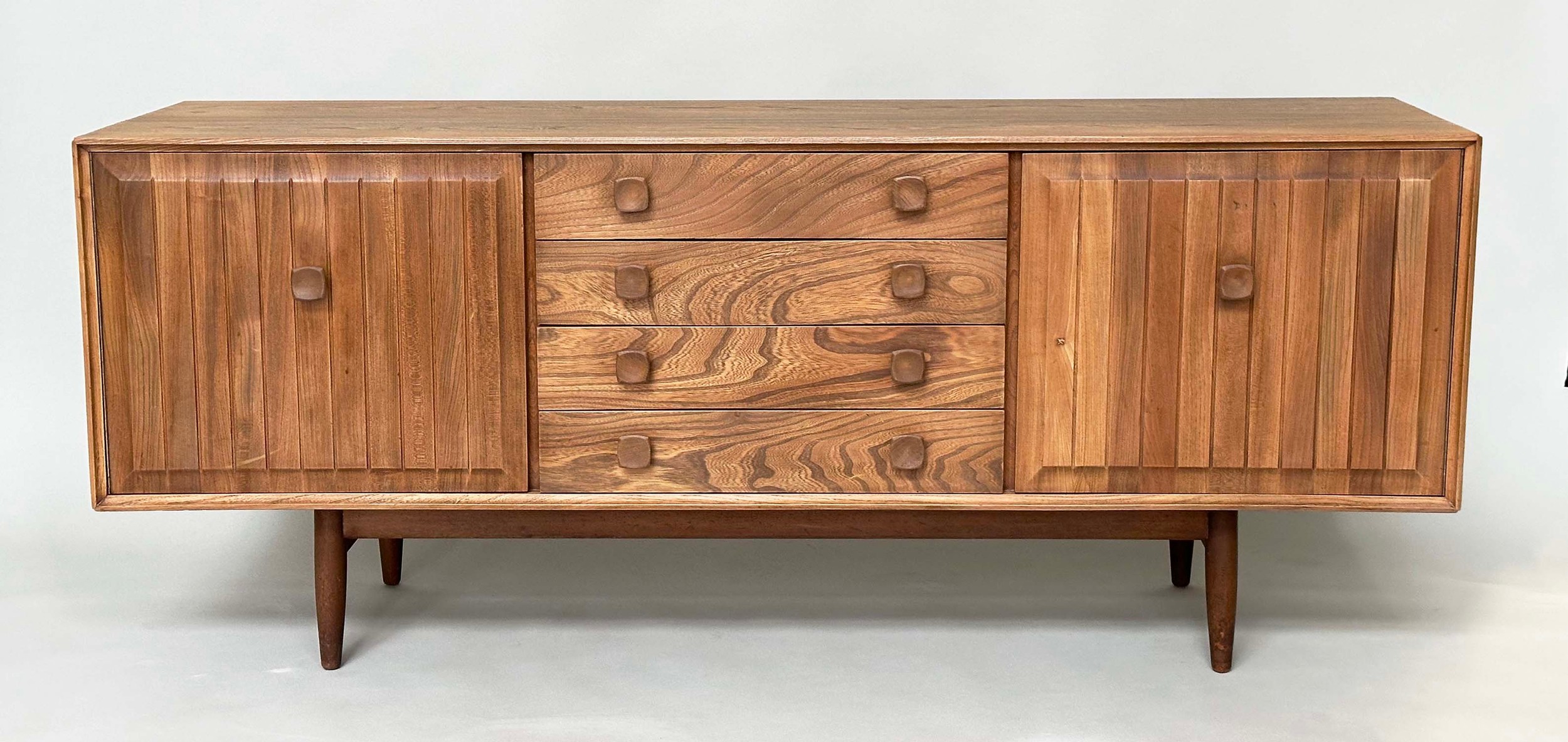 BRISTOW AND TOWNSEND SIDEBOARD, ensign elm with four drawers flanked by cupboards, 178cm W x 46cm