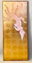 WALL PANEL, Oriental style gilt with bird of paradise decoration, 140cm H x 52cm.