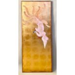 WALL PANEL, Oriental style gilt with bird of paradise decoration, 140cm H x 52cm.