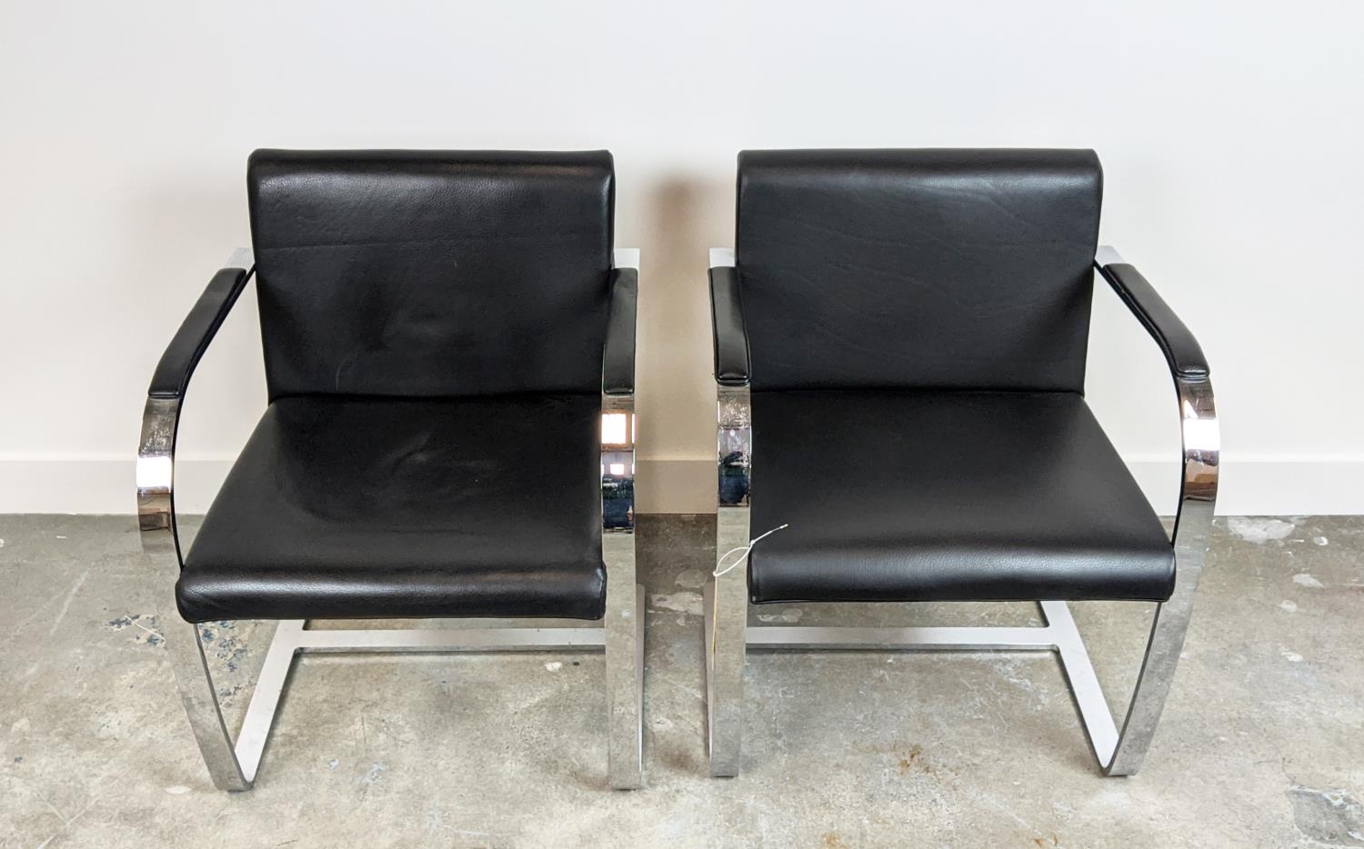 AFTER LUDWIG MIES VAN DER ROHE BRNO STYLE CHAIRS, a pair, 59cm W each (2) - Image 3 of 10