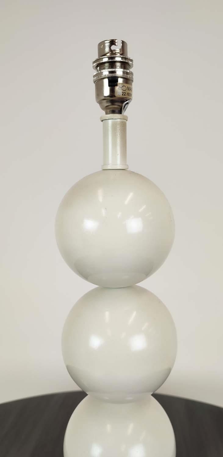 COACH HOUSE TABLE LAMPS, a pair, white metal ball stems, 62cm H. (2) - Image 5 of 5