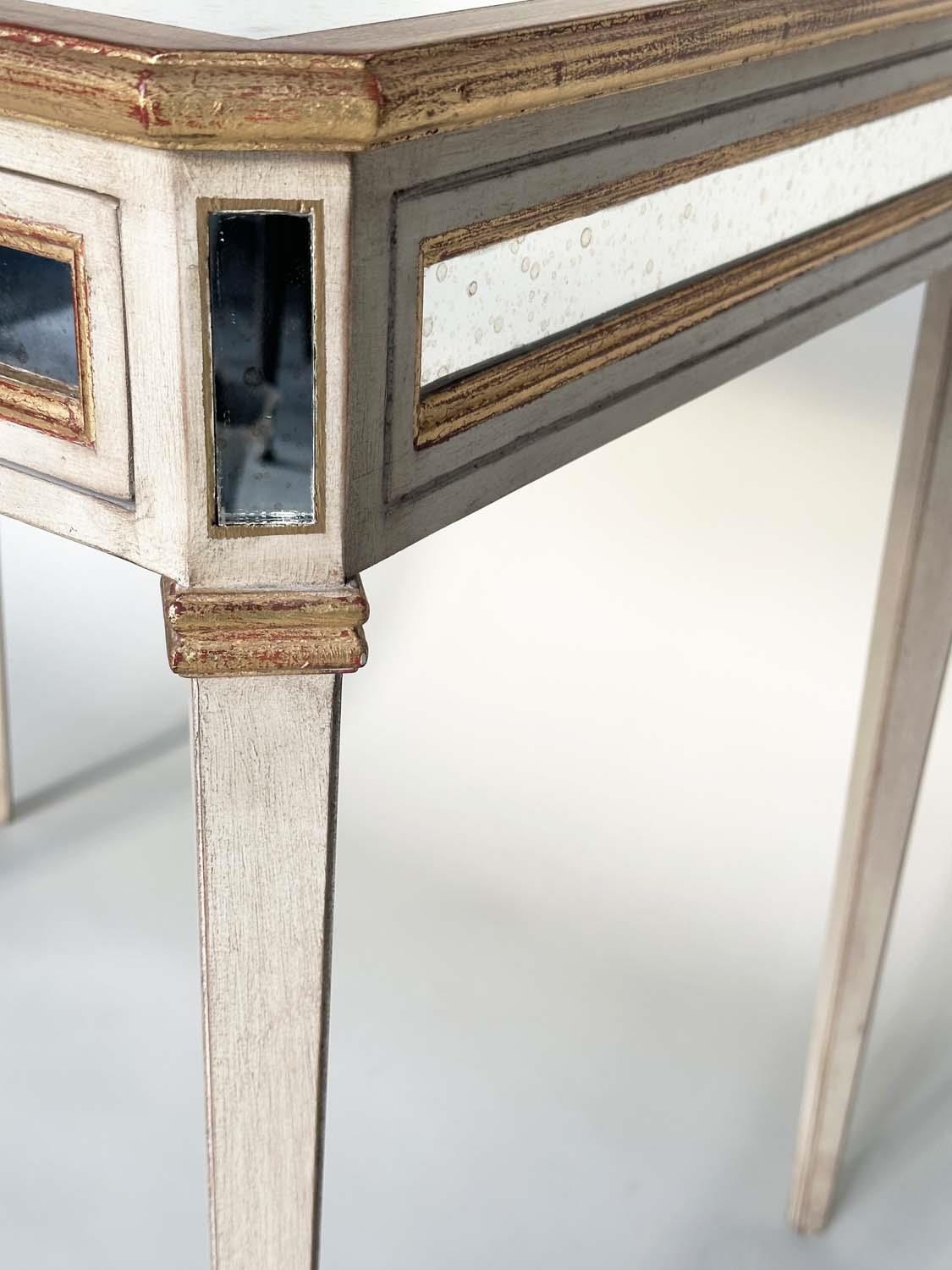 SIDE TABLE, Italian grey painted, parcel gilt and mirror panelled with a single drawer, 83cm x - Image 5 of 9