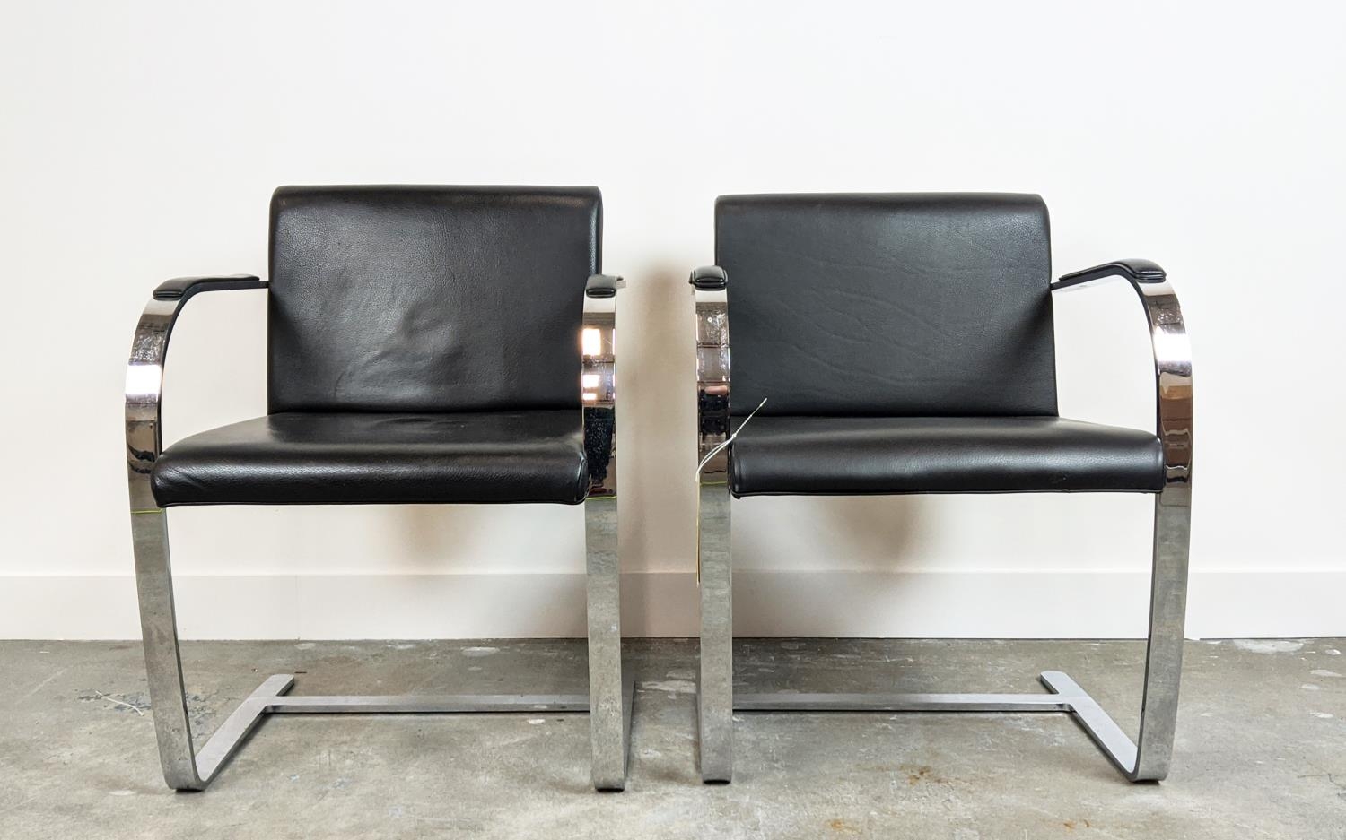 AFTER LUDWIG MIES VAN DER ROHE BRNO STYLE CHAIRS, a pair, 59cm W each (2) - Image 2 of 10