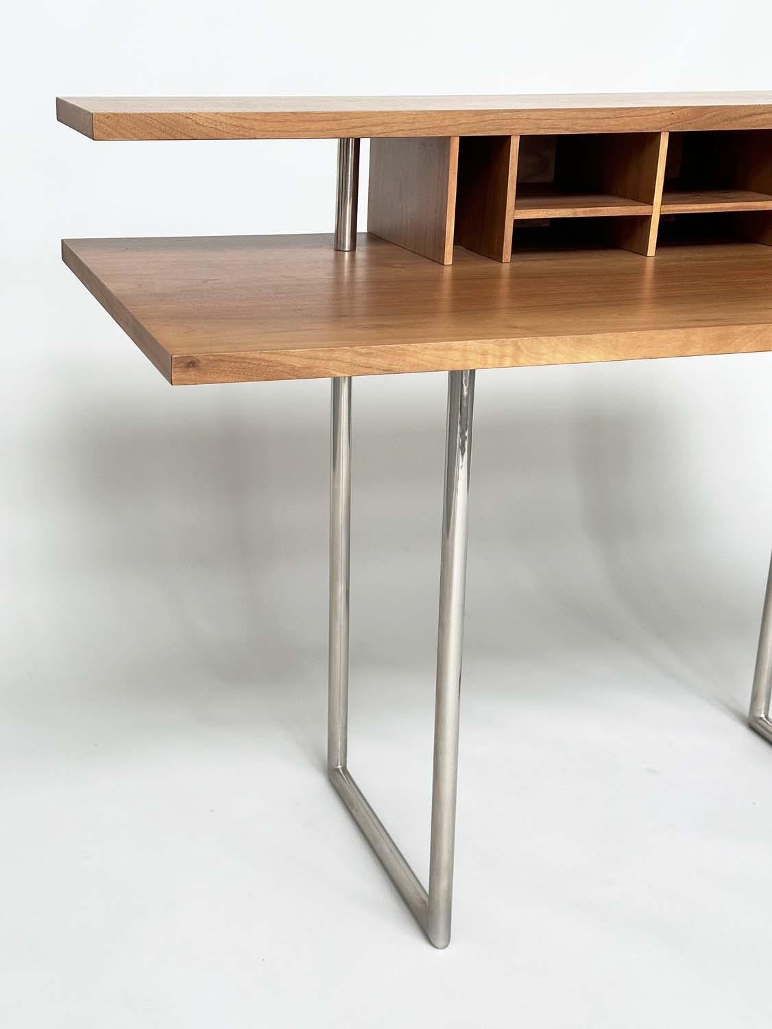 EILEEN DESK, by Sir Terence Conran, walnut with pigeon hole top and tubular chromed metal - Image 3 of 7