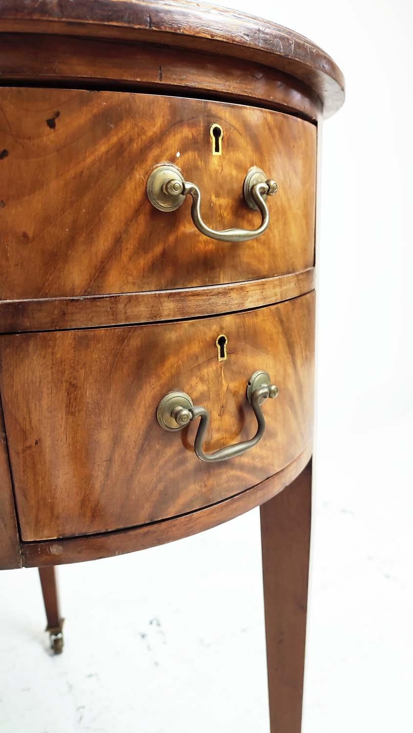 KIDNEY SHAPED DESK, Edwardian mahogany, with inlaid tooled brown leather top over five drawers, - Image 3 of 9