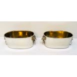 CHAMPAGNE BATHS, a pair, polished metal, 16cm H x 45cm x 26cm. (2)