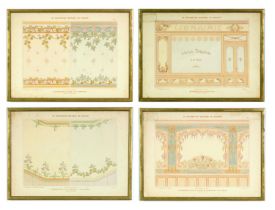 LA DECORATION MODERNE POCHOIR, French – a set of four Flower/Interior design pochoir, 1910, Editeur: