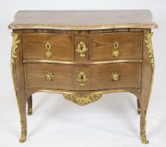 BOMBE COMMODE, 84cm H x 100cm x 53cm, circa 1760, possibly German, amaranth and ormolu mounted