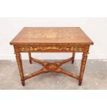 CENTRE TABLE, Dutch style floral and bird inlay with single frieze drawer, 78cm H x 100cm x 70cm.