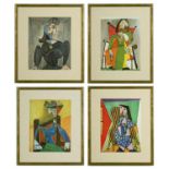 AFTER PABLO PICASSO, Femme Assise, a set of four off set lithographs, linen moutboard, various