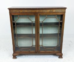 GLAZED DWARF BOOKCASE BY WARING AND GILLOW LTD, Georgian revival mahogany with gadrooned detail