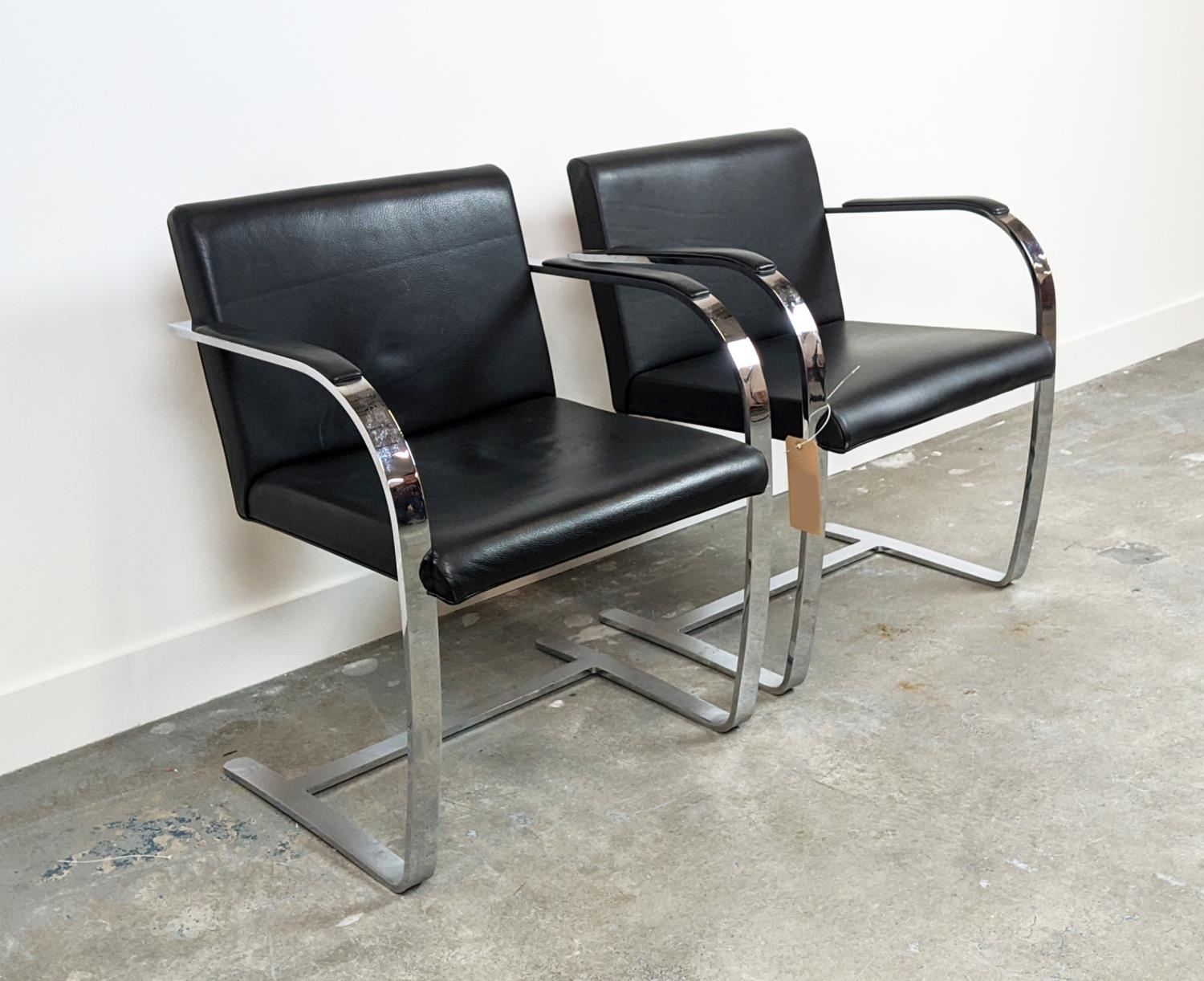 AFTER LUDWIG MIES VAN DER ROHE BRNO STYLE CHAIRS, a pair, 59cm W each (2) - Image 4 of 10