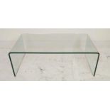 LOW TABLE, minimalist glass design, 35cm H x 99cm x 55cm.