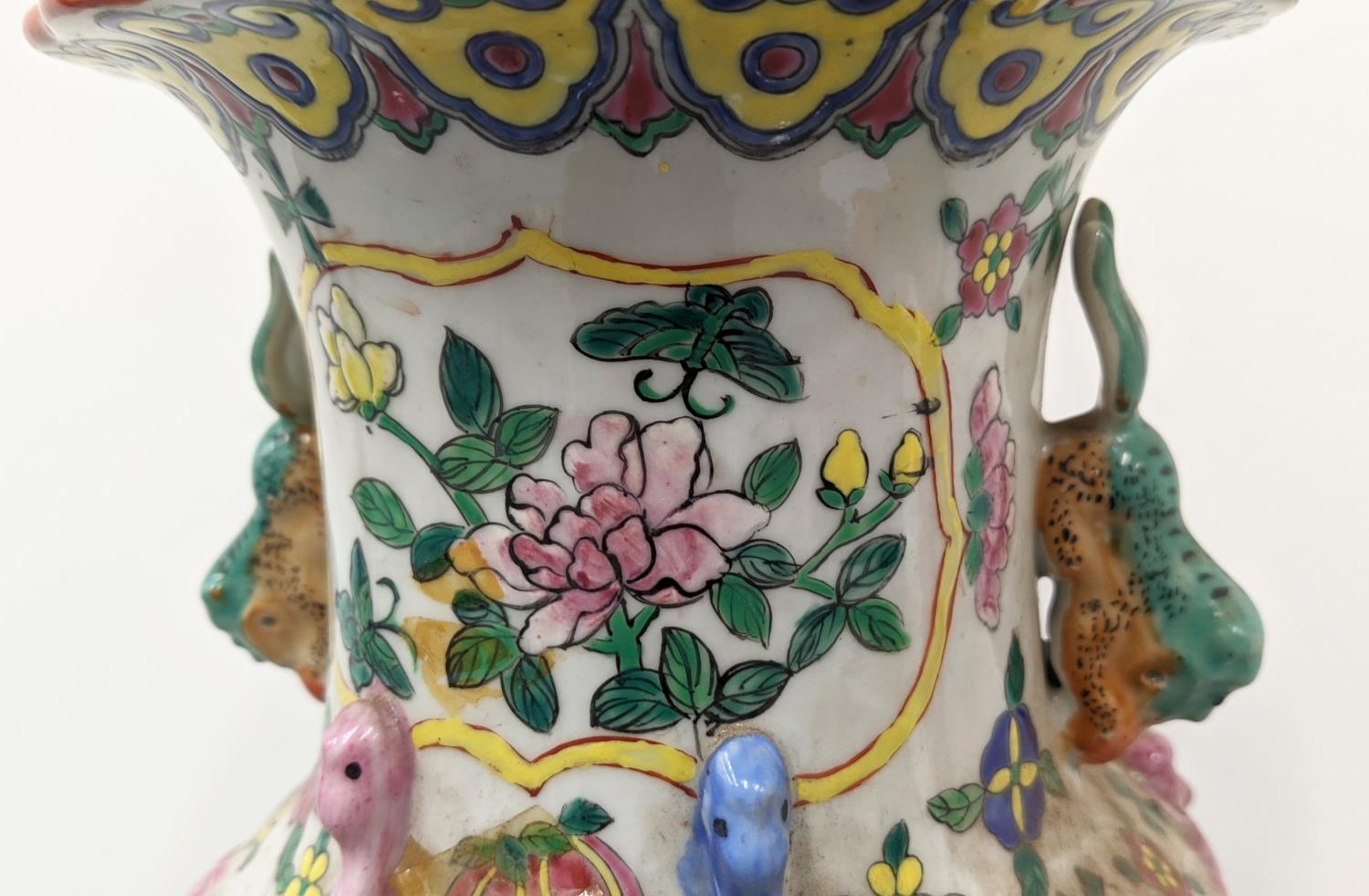 CHINESE PORCELAIN VASES, three including a bottle vase and a GU and I-Hing pottery jardiniere. (4) - Image 12 of 29