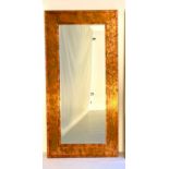 WALL MIRROR, 1970s Italian style and coppered frame, 180cm H x 91cm.