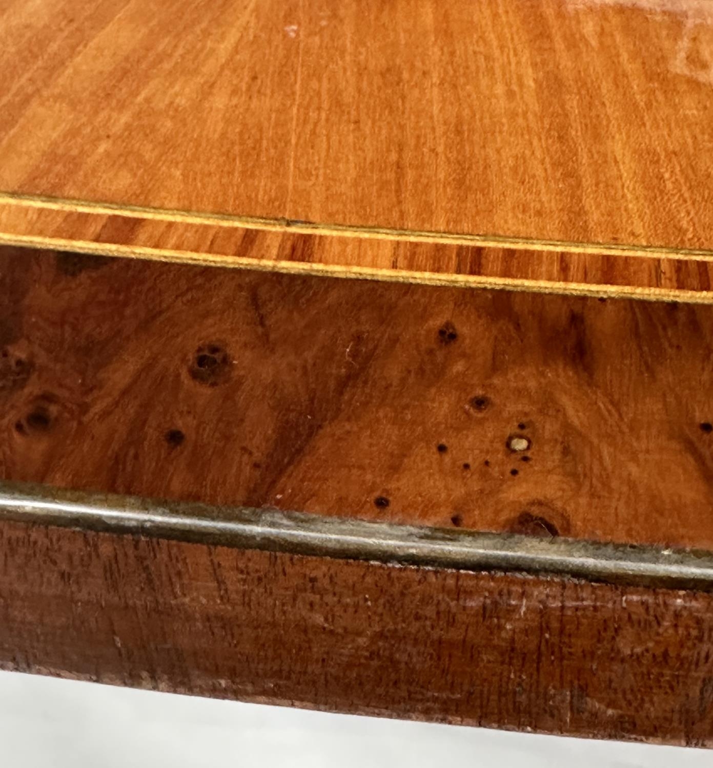 DINING TABLE, circular Regency style radially veneered mahogany and satinwood crossbanded with - Image 15 of 17