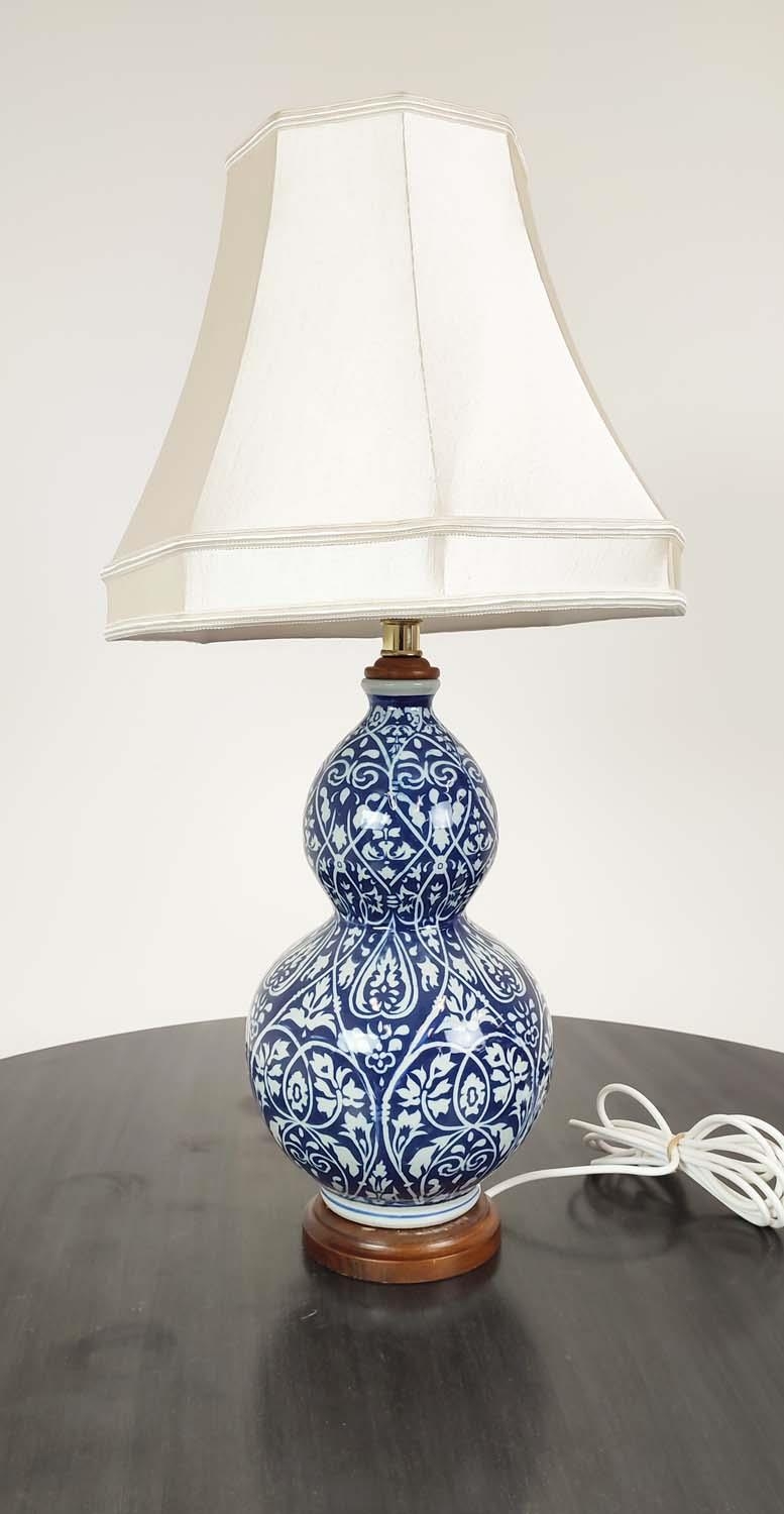 LAUREN RALPH LAUREN HOME TABLE LAMPS, a pair, blue and white double gourd ceramic, with shades, 72cm - Image 2 of 7