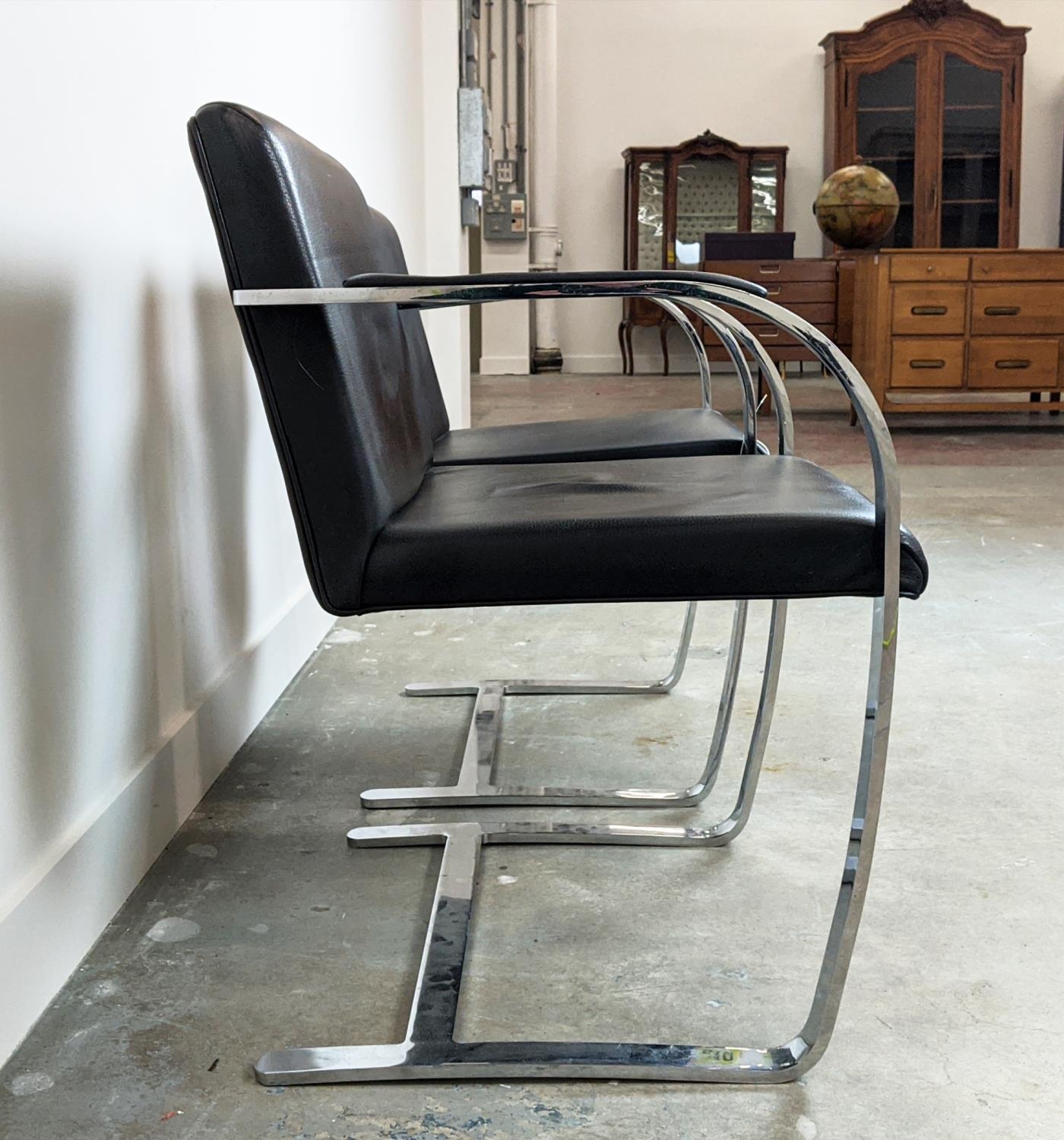 AFTER LUDWIG MIES VAN DER ROHE BRNO STYLE CHAIRS, a pair, 59cm W each (2) - Image 5 of 10