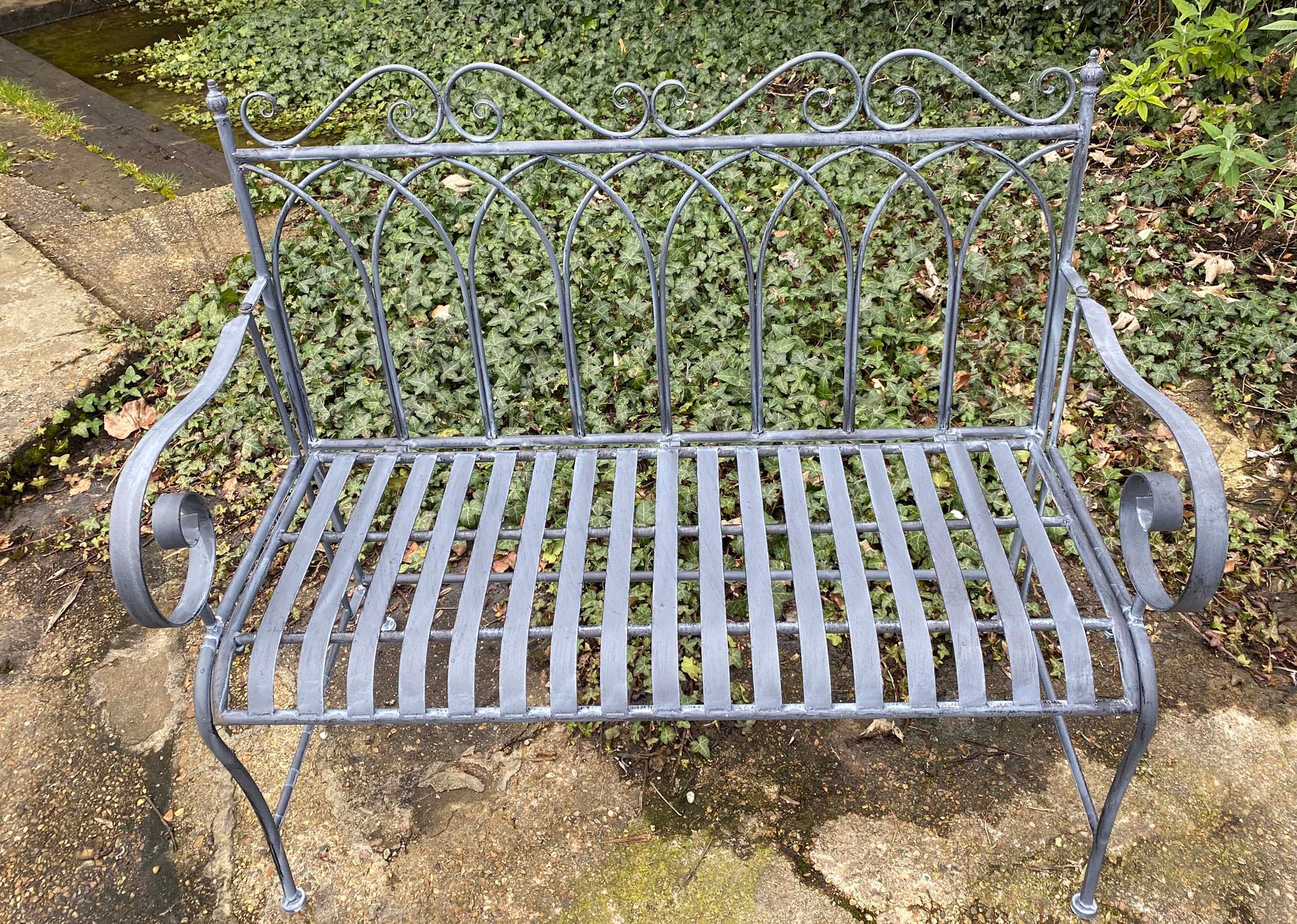 GARDEN BENCH, grey painted metal, 95cm H x 110cm x 46cm. - Image 2 of 3