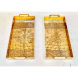 COCKTAIL TRAYS, gilt metal with faux snakeskin finish, 49cm x 23cm x 8cm H. (2)