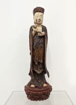 CHINESE CARVED LACQUER FIGURE, painted, 92cm H.