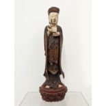 CHINESE CARVED LACQUER FIGURE, painted, 92cm H.