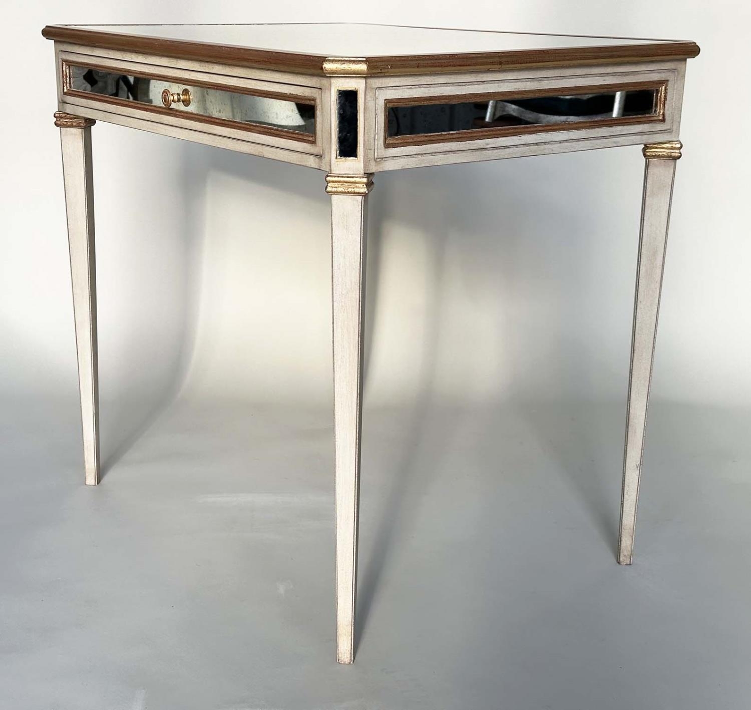 SIDE TABLE, Italian grey painted, parcel gilt and mirror panelled with a single drawer, 83cm x - Image 8 of 9