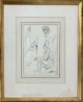 DAME LAURA KNIGHT, 'Montage of clowns', pencil, 30cm x 20cm, framed.