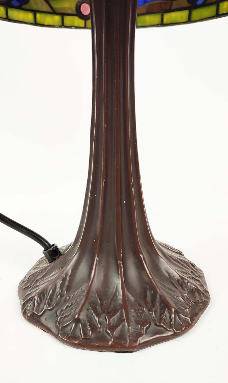 TABLE LAMP, Tiffany style, stained glass shade, bronzed base, 41cm high. - Image 4 of 6