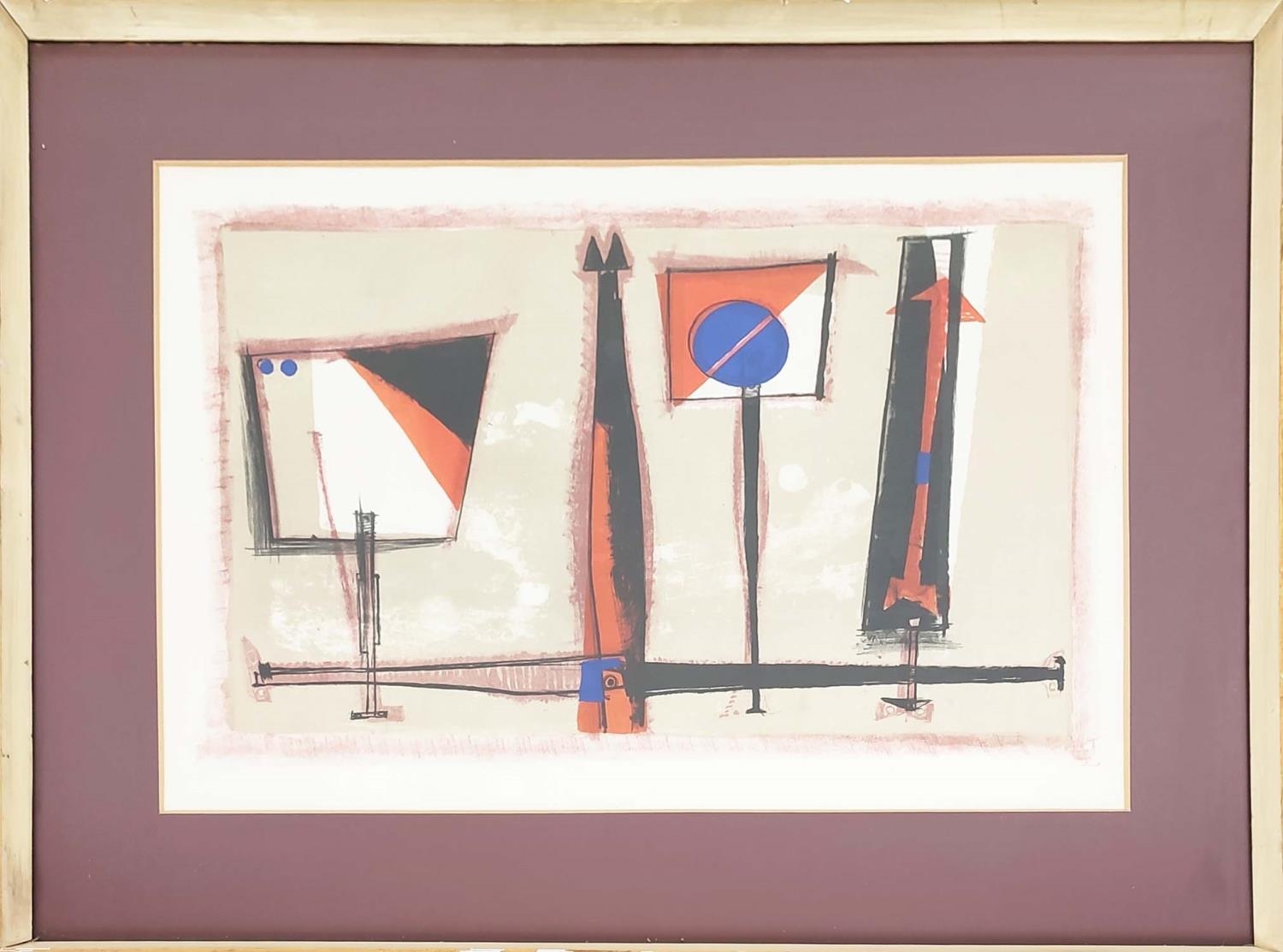 MICHAEL ROTHENSTEIN (1908-1993) 'Signals', lithograph in colours, 41cm x 56cm, framed.