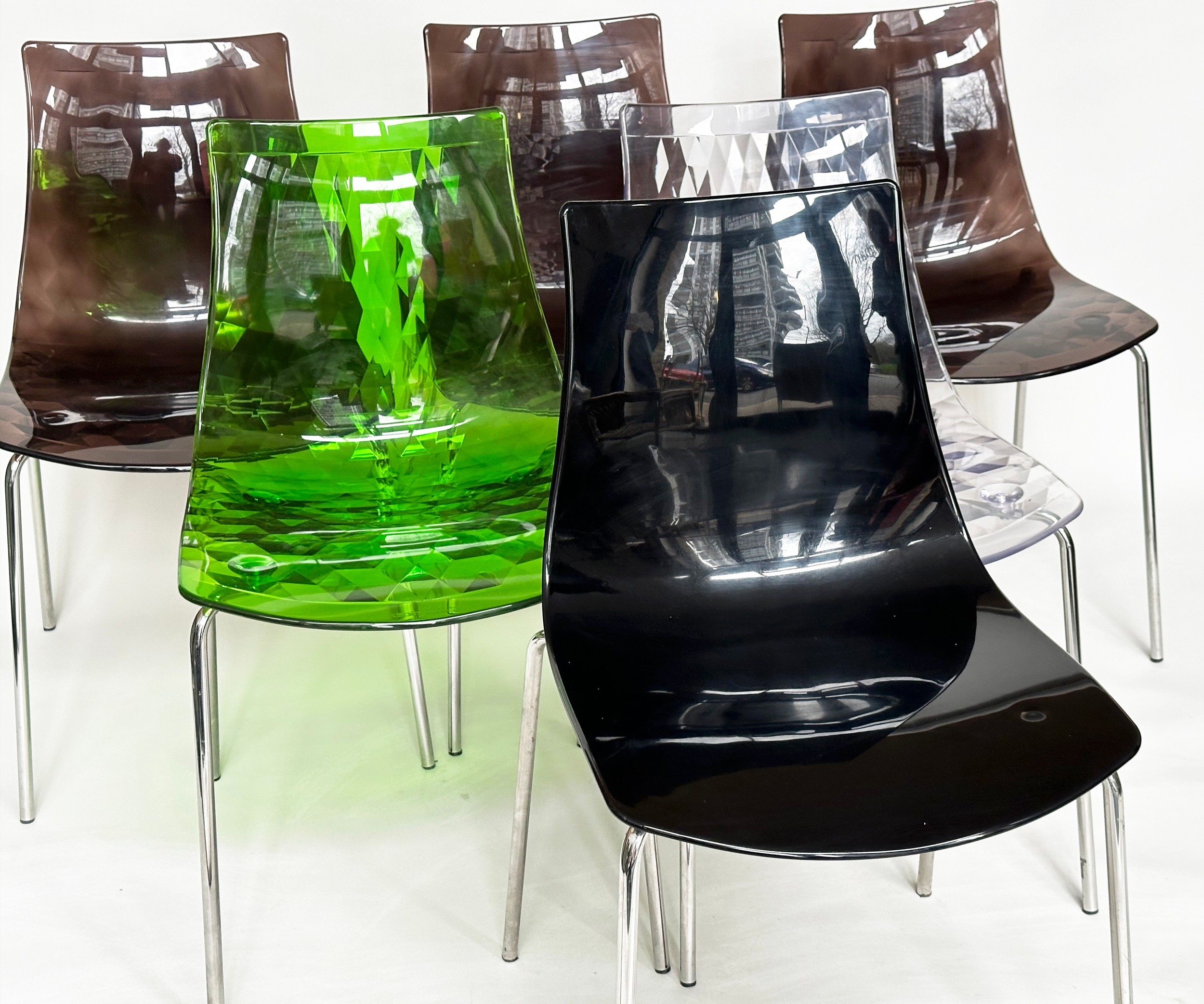 CALLIGARIS ICE DINING CHAIRS, a set of six, in various colours, 82cm high, 44cm wide, 50cm deep, - Image 2 of 6