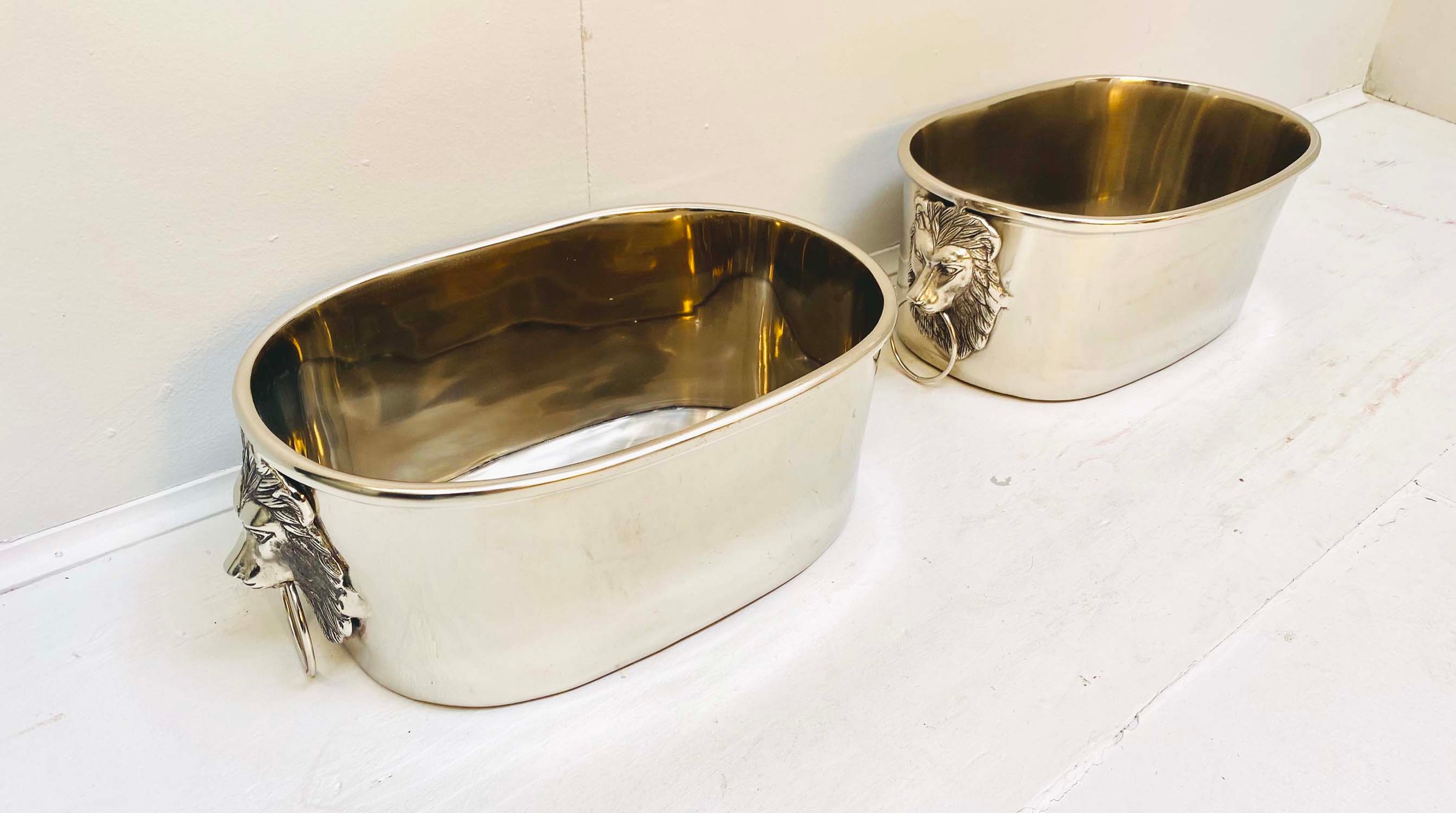 CHAMPAGNE BATHS, a pair, polished metal, 16cm H x 45cm x 26cm. (2) - Image 4 of 6