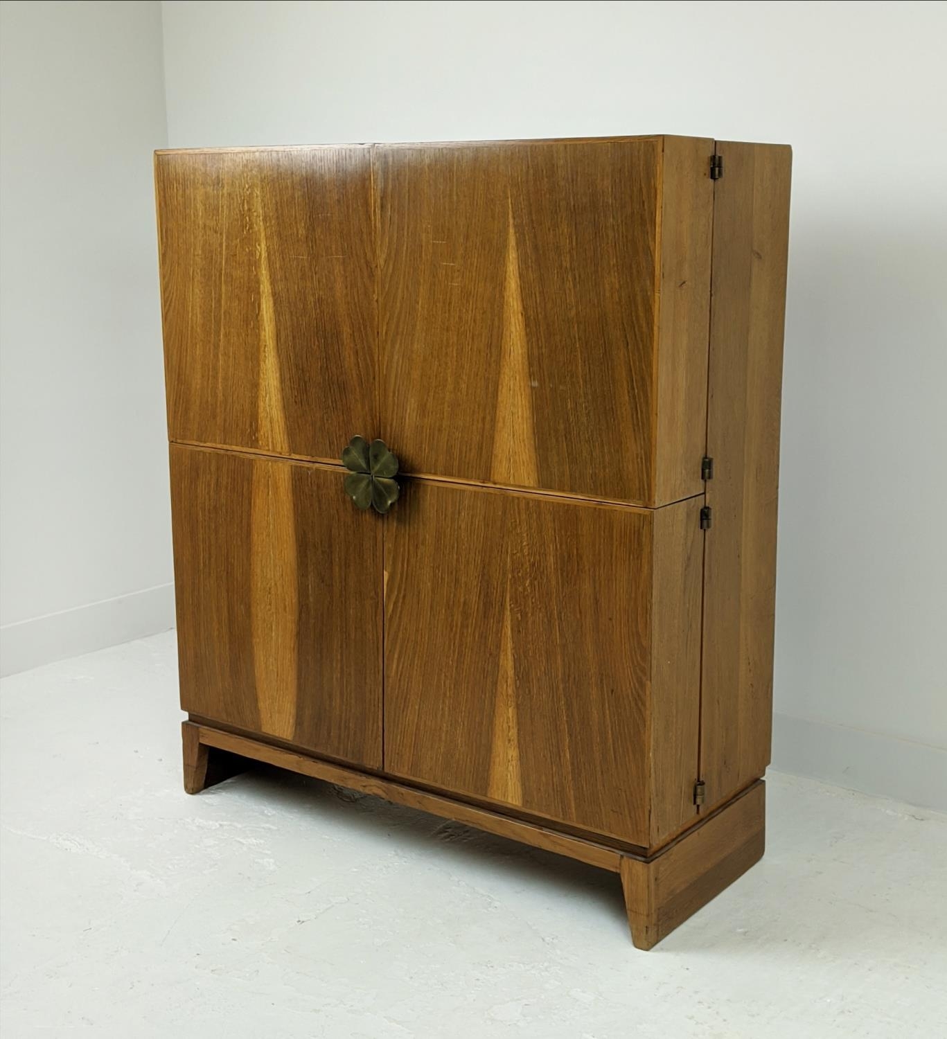 SECRETAIRE CABINET, 201cm x 66cm x 116cm at largest when open, vintage 20th century, leathered - Image 3 of 8