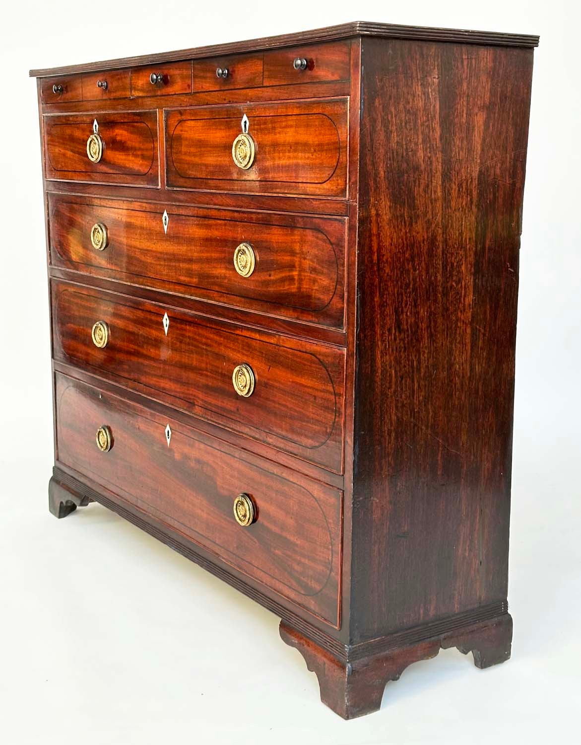 SCOTTISH HALL CHEST, early 19th century figured mahogany of adapted shallow proportions with real - Image 8 of 8