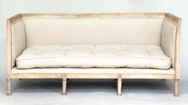 SOFA, French Louis XVI style bleached cherrywood framed with neutral natural upholstery with