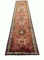 PERSIAN KARAJA LONG RUNNER, 388cm x 80cm.