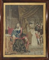 19TH CENTURY NEEDLEWORK PANEL, depicting Charles I bidding farewell to his children by Margaret