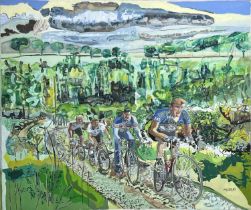 20TH CENTURY SCHOOL 'Tour De France', oil on canvas, signed Murray, 137cm x 163cm.