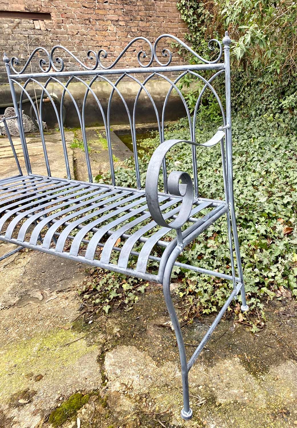 GARDEN BENCH, grey painted metal, 95cm H x 110cm x 46cm. - Image 3 of 3