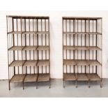 INDUSTRIAL SHELVES, a pair, reputedly purchased from Banc de France, 180cm H x 97cm W x 40cm D. (2)