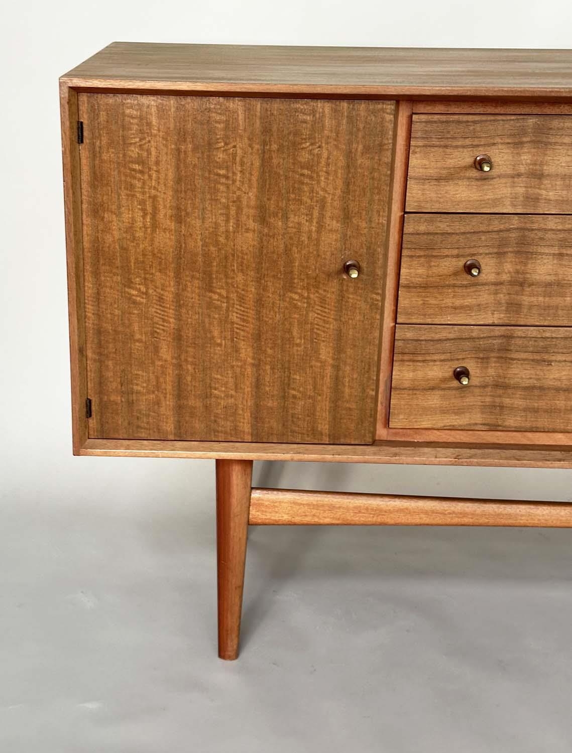 GORDON RUSSELL SIDEBOARD, mid 20th century teak, with three drawers flanked by cupboards stamped - Bild 2 aus 8