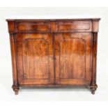 HALL CABINET, early 19th century rosewood of adapted shallow proportions with two frieze drawers and