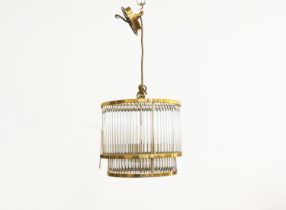 VAUGHAN RIPPON CEILING LIGHT, brass with glass rods, 25cm H x 29cm W.