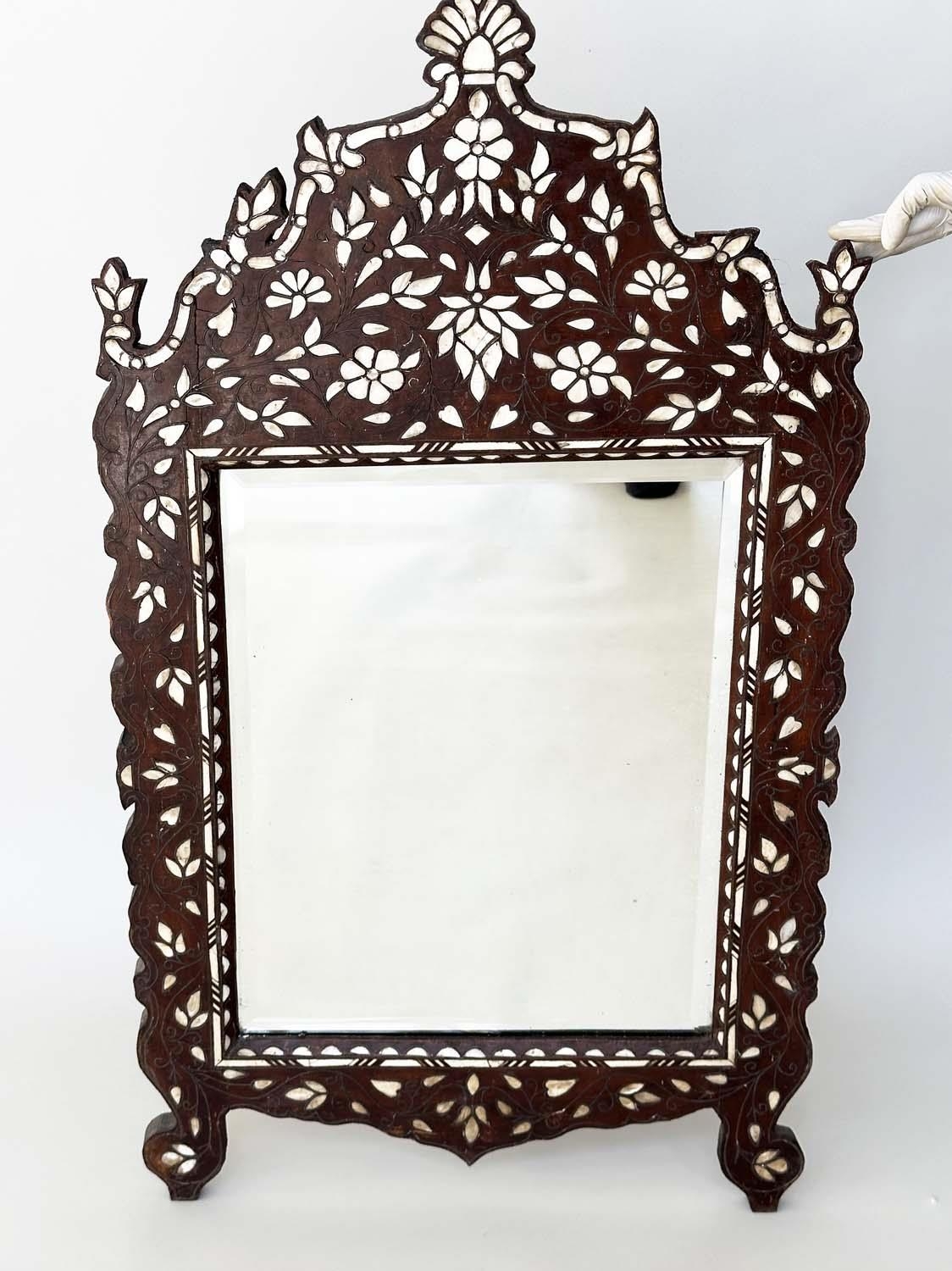 WALL MIRROR, early 20th century Syrian bone, silvered metal and mother of pearl inlay of crested - Image 7 of 7