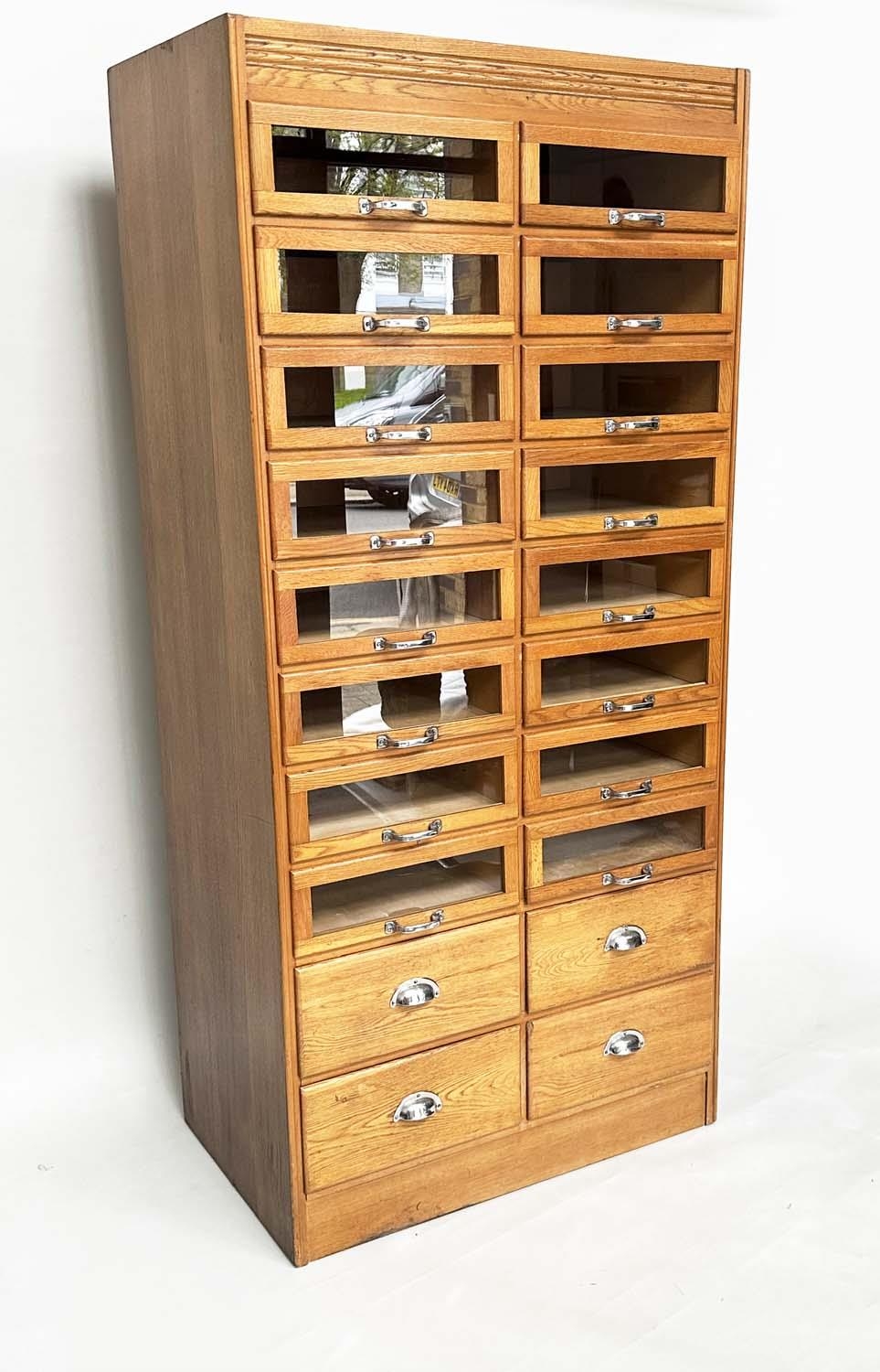 HABERDASHERY CABINET, mid 20th century oak with sixteen glazed drawers above four drawers, 199cm H x - Bild 5 aus 8