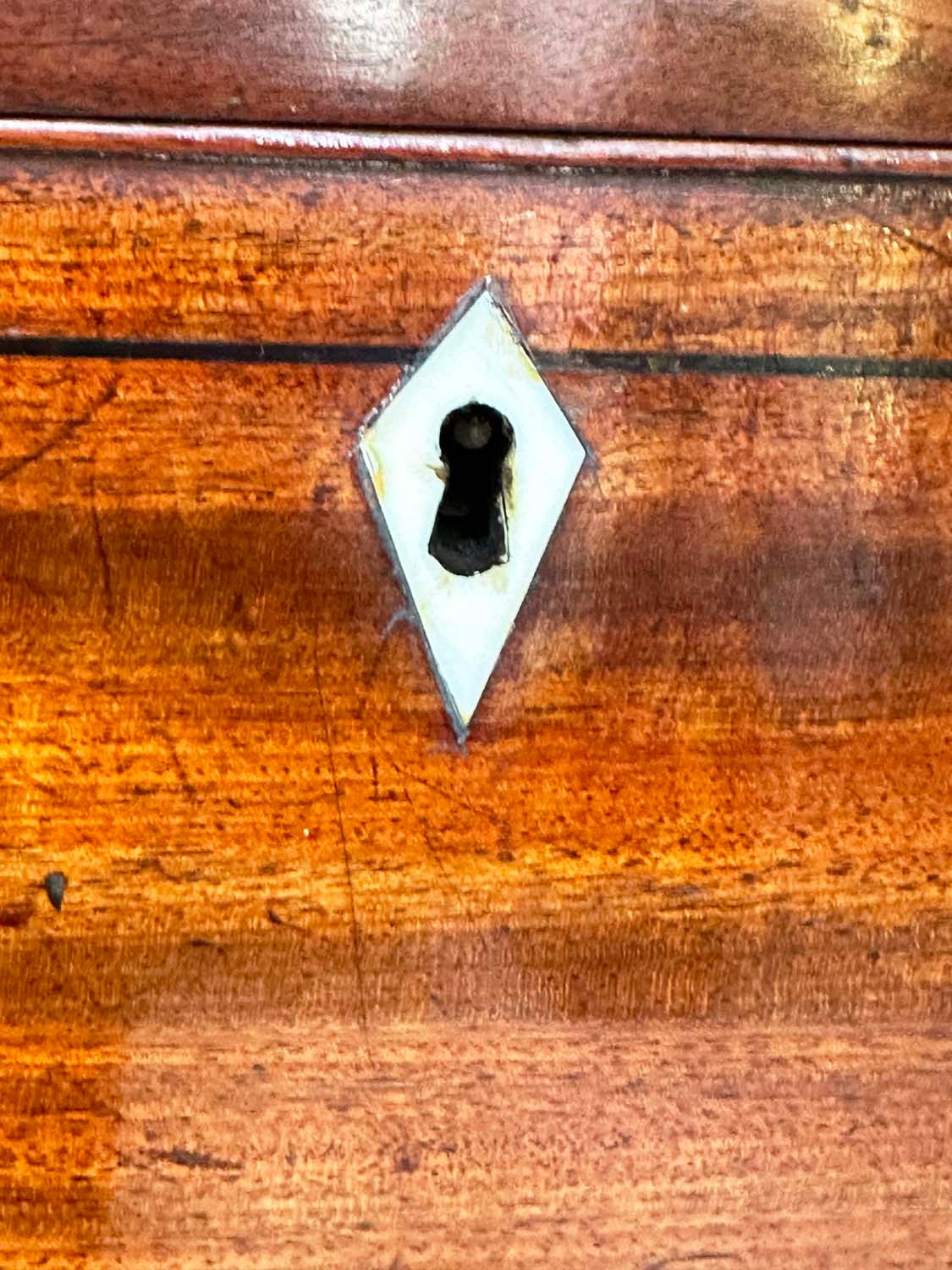 SCOTTISH HALL CHEST, early 19th century figured mahogany of adapted shallow proportions with real - Image 4 of 8