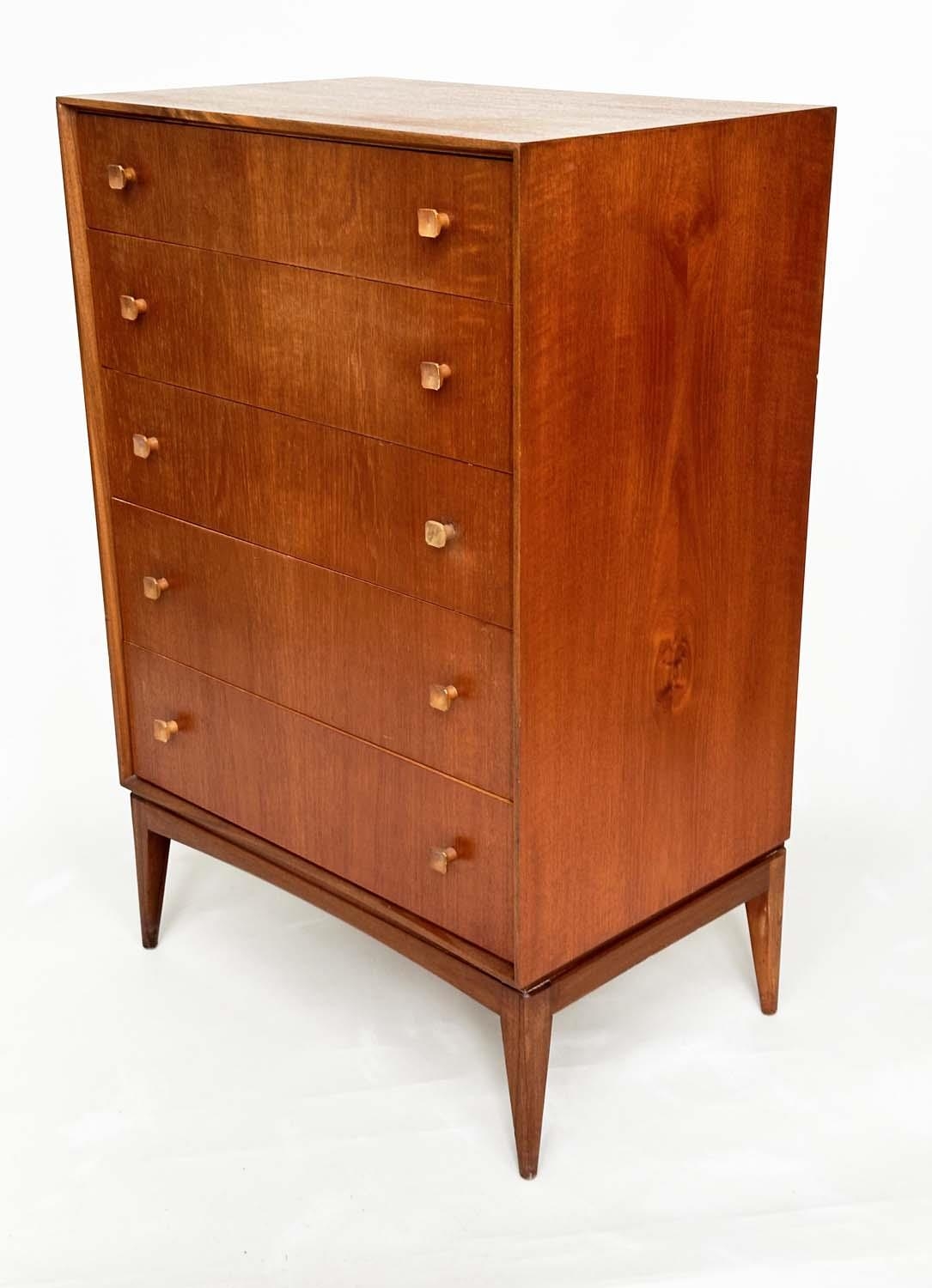 ATTRIBUTED TO MCINTOSH OF KIRKCALDY CHEST, vintage 20th century, with five drawers on tapered - Image 5 of 5