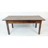 FARMHOUSE TABLE, 19th century French beechwood with frieze drawer, 182cm L x 77cm H x 81cm W.