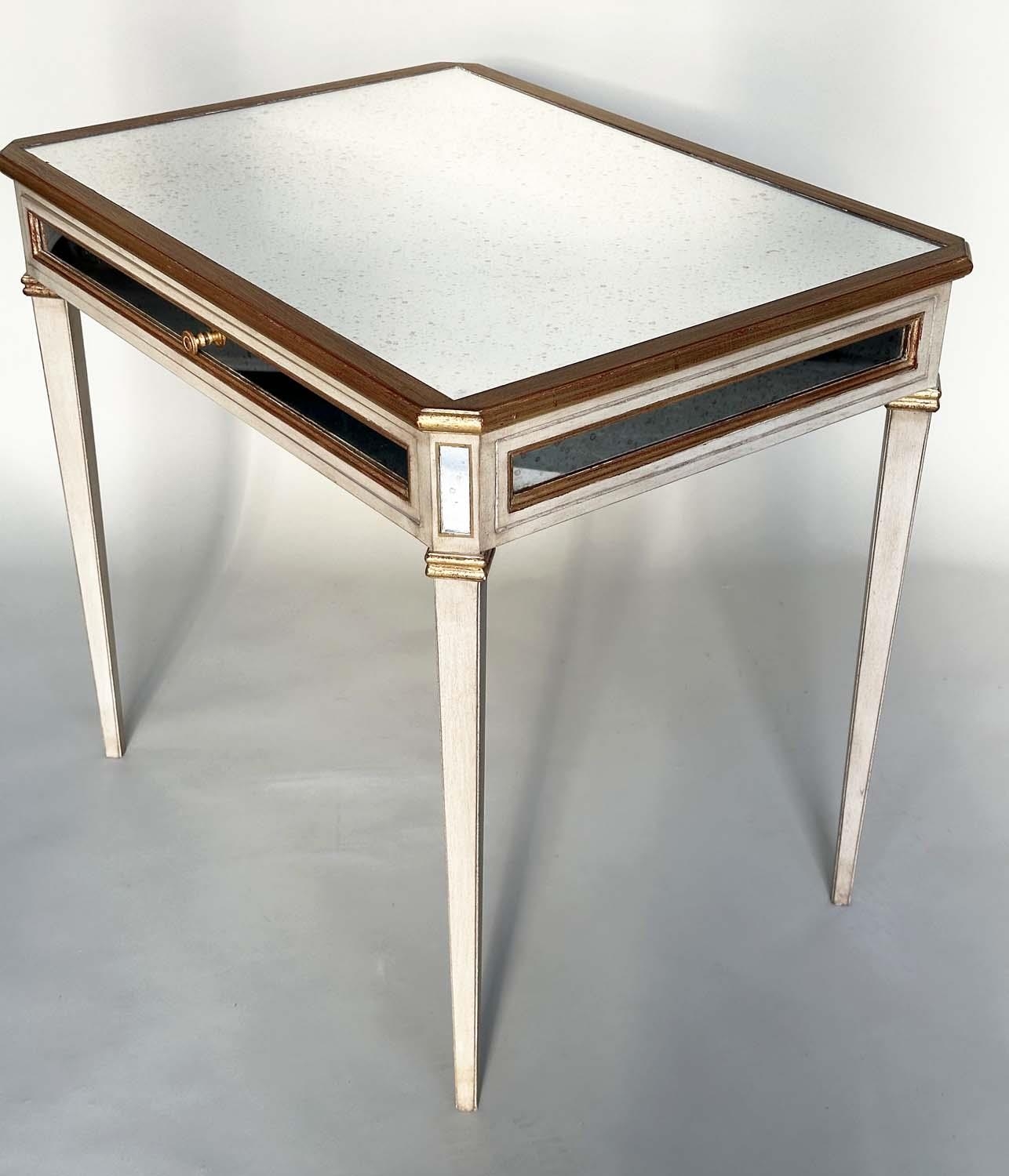 SIDE TABLE, Italian grey painted, parcel gilt and mirror panelled with a single drawer, 83cm x - Image 7 of 9