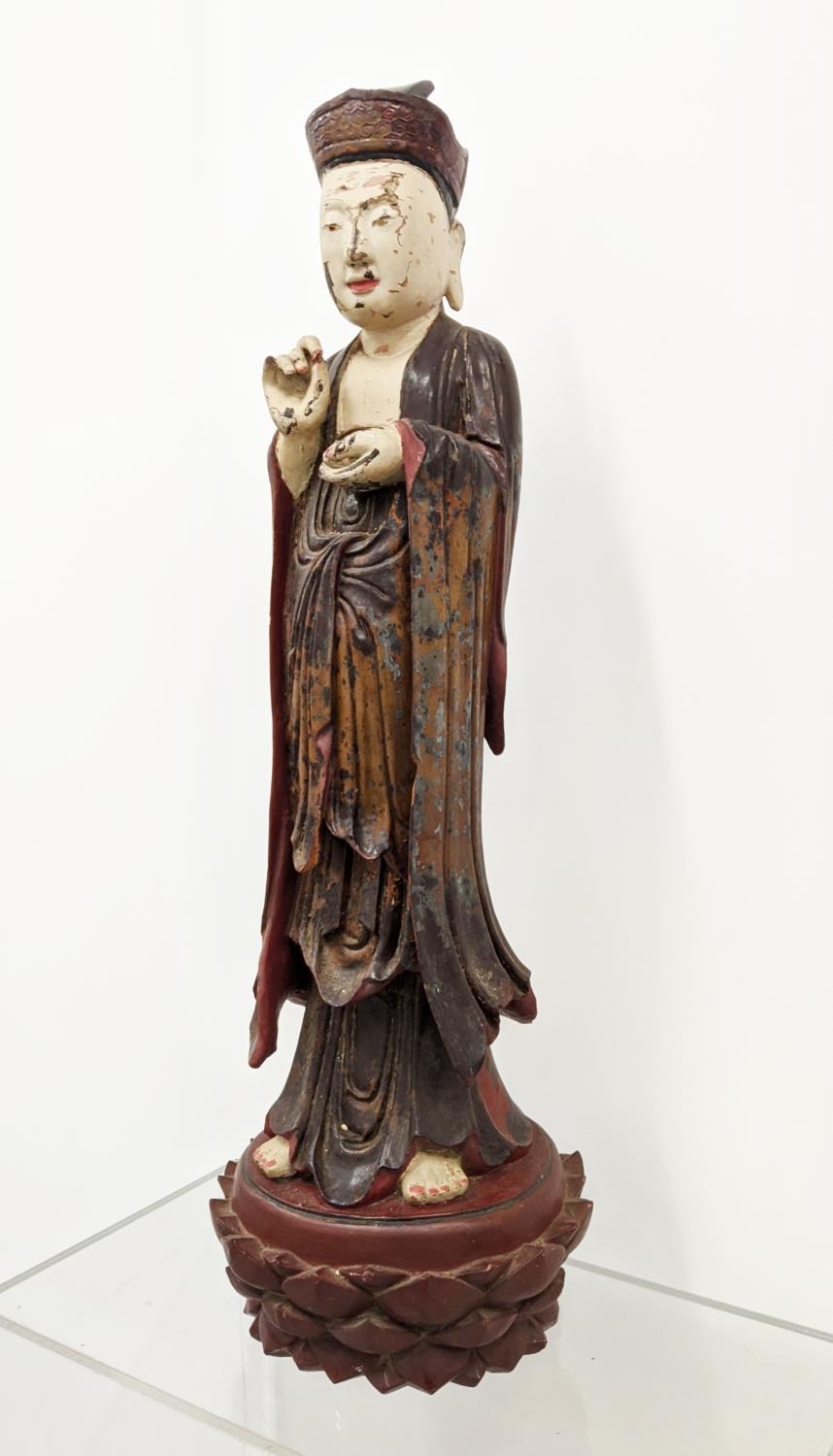 CHINESE CARVED LACQUER FIGURE, painted, 92cm H. - Image 2 of 7